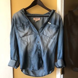 Guess Denim Button Up Top